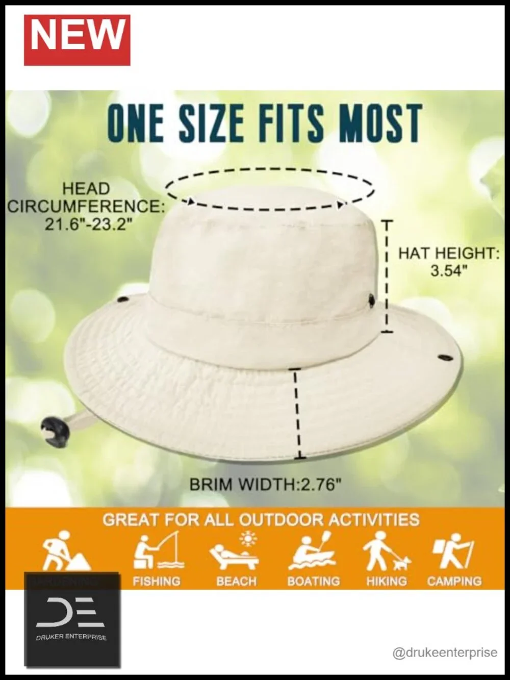 UPF 50+ Quick Dry Foldable Bucket Hat with Chin Strap for Hiking Beach
